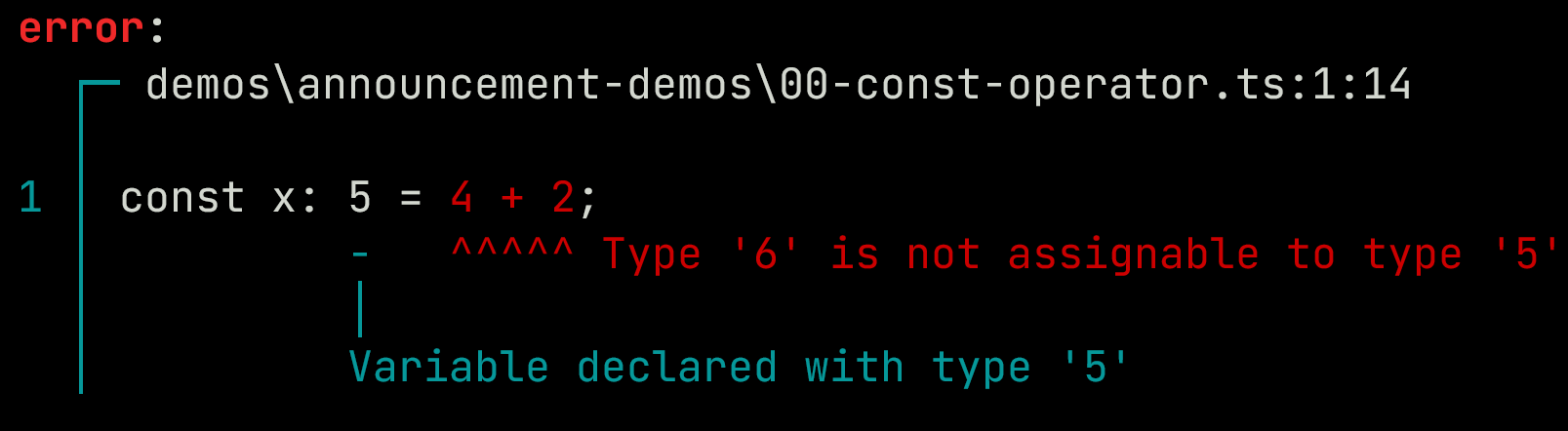 Type '6' is not assignable to type '5'